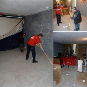 Volunteers cleaning the cinema